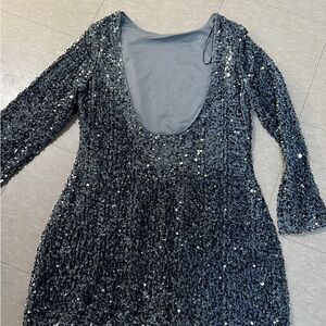 Elegant Silver Sequin Dress